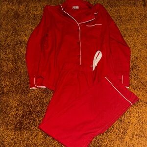 Chic Red Women's Pajama Set with White Trim